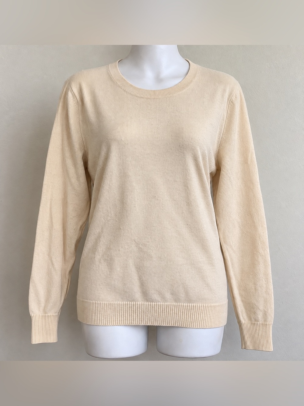 Banana Republic Forever Sweater Cream Crewneck Knit Large